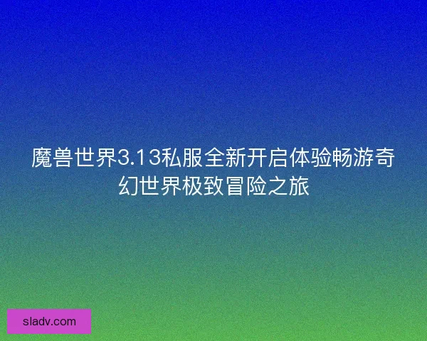 魔兽世界3.13私服全新开启体验畅游奇幻世界极致冒险之旅
